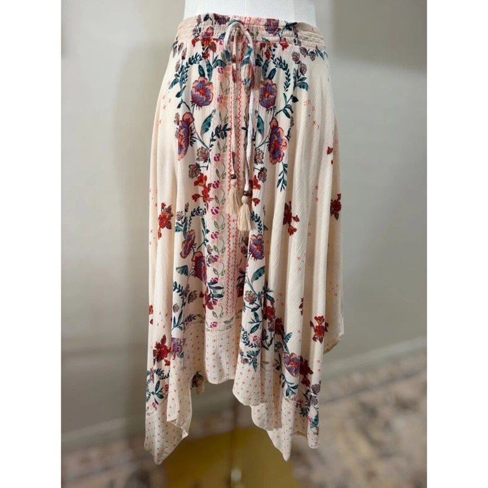 Nostalgia Floral Boho Handkerchief Hem Midi Skirt Size M Cottagecore